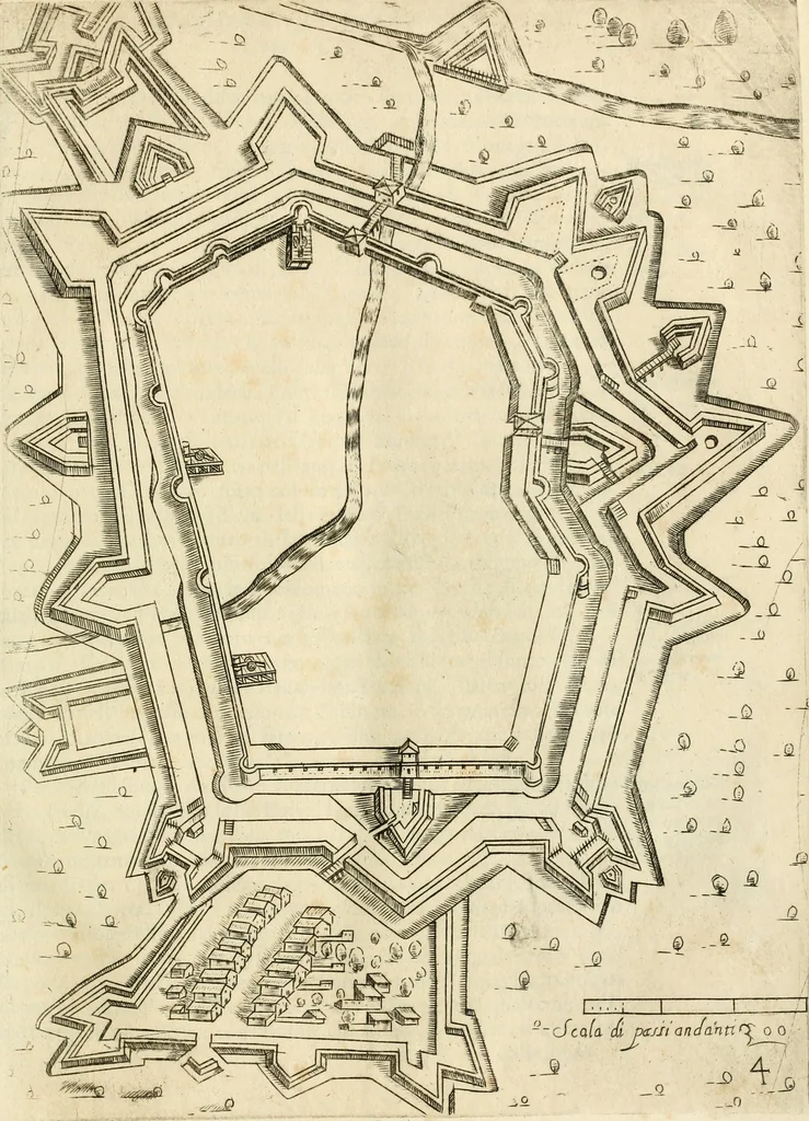 An illustration from Diffesa et offesa delle piazze, 1630, leaf 52