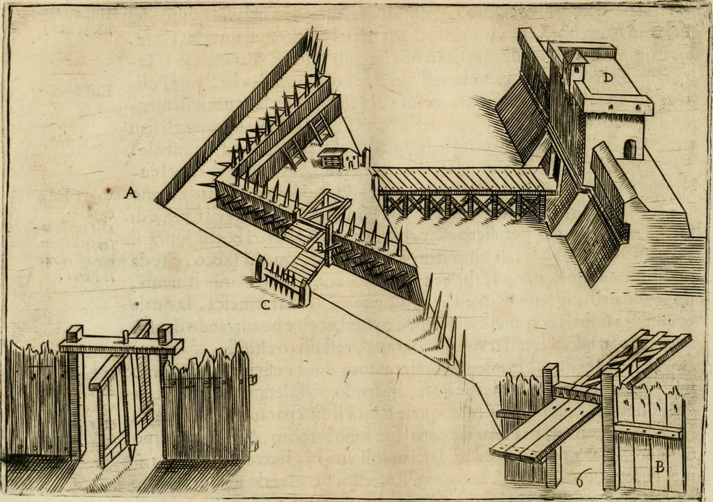 An illustration from Diffesa et offesa delle piazze, 1630, leaf 55