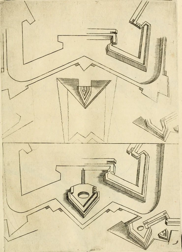 An illustration from Diffesa et offesa delle piazze, 1630, leaf 66
