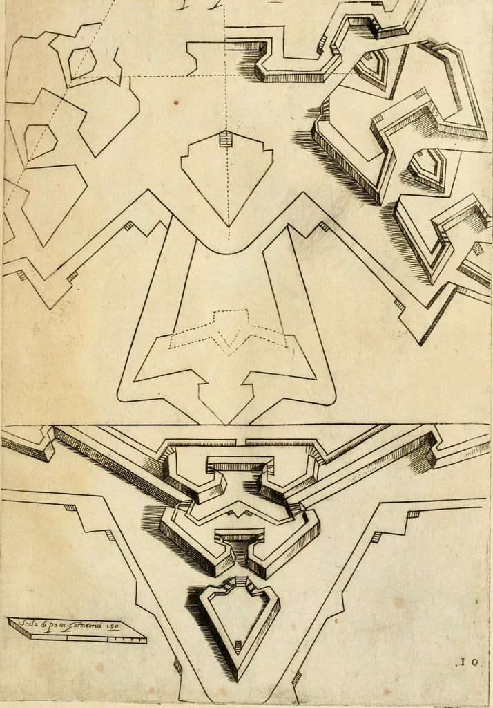 An illustration from Diffesa et offesa delle piazze, 1630, leaf 68