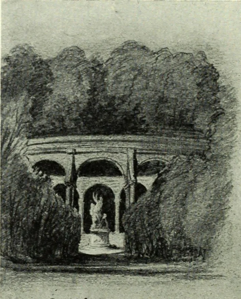 An illustration from The digressions of V., written for his own fun and that of his friends, 1910, leaf 164
