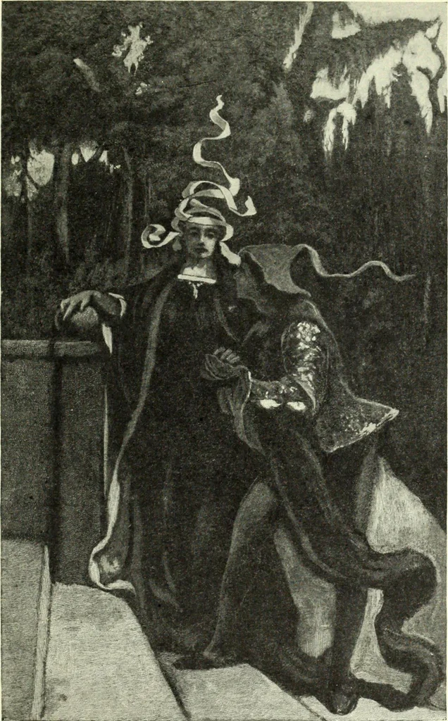 An illustration from The digressions of V., written for his own fun and that of his friends, 1910, leaf 185