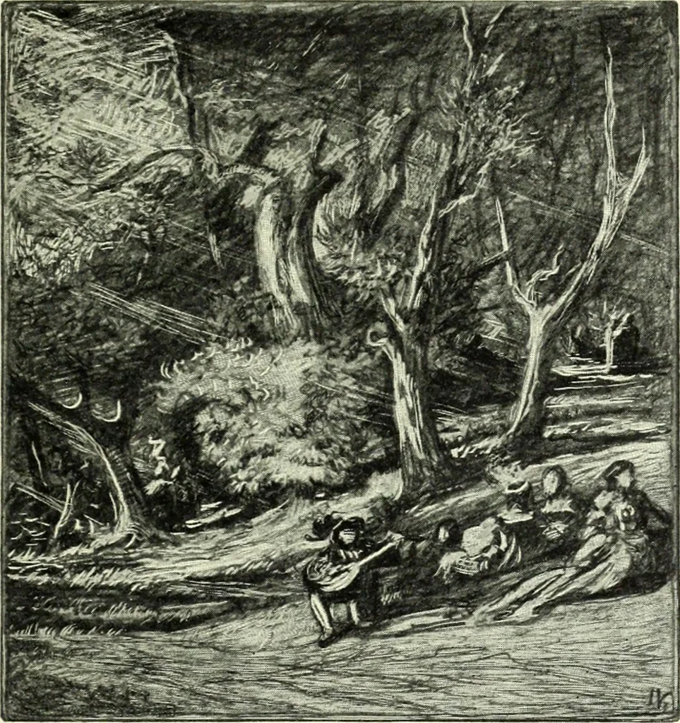 An illustration from The digressions of V., written for his own fun and that of his friends, 1910, leaf 233