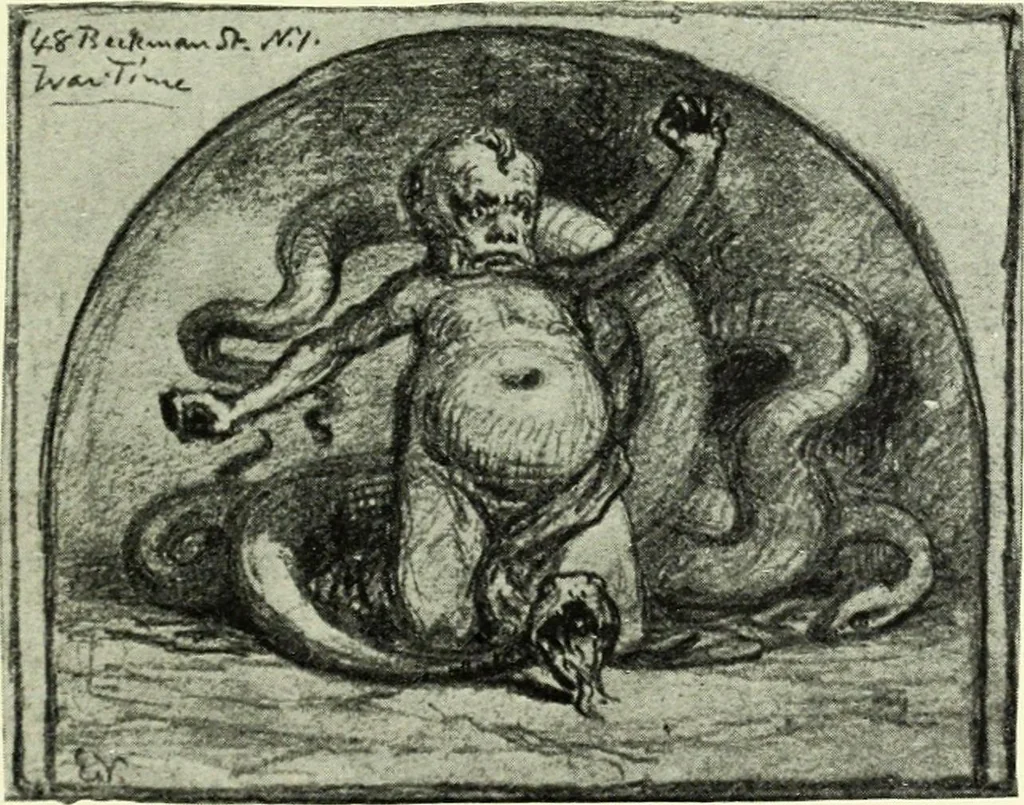 An illustration from The digressions of V., written for his own fun and that of his friends, 1910, leaf 235