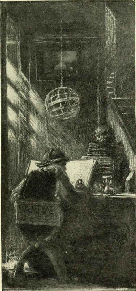 An illustration from The digressions of V., written for his own fun and that of his friends, 1910, leaf 349