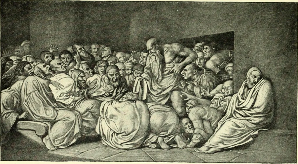 An illustration from The digressions of V., written for his own fun and that of his friends, 1910, leaf 397