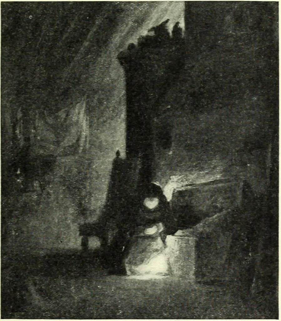An illustration from The digressions of V., written for his own fun and that of his friends, 1910, leaf 89