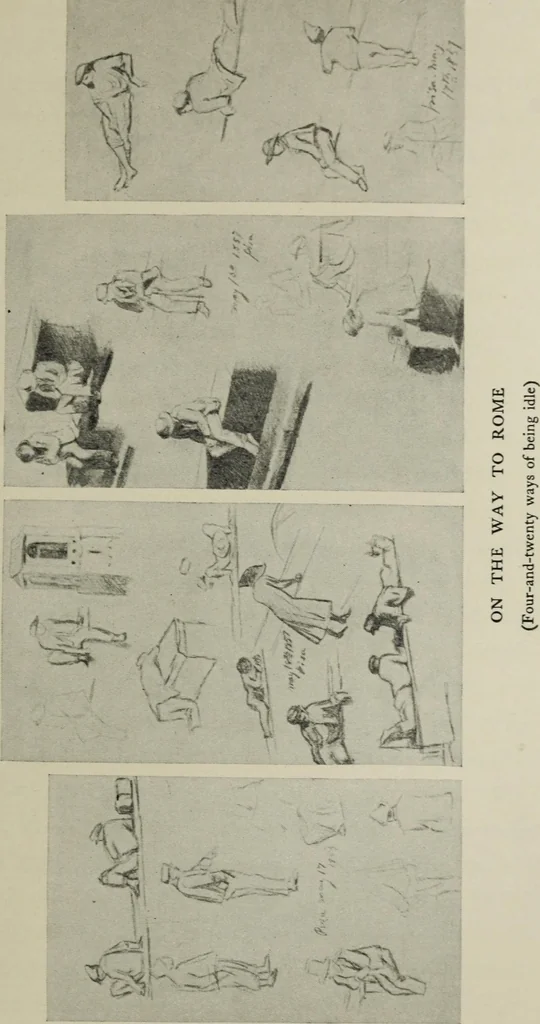 An illustration from The digressions of V. : written for his own fun and that of his friends, 1910, leaf 170