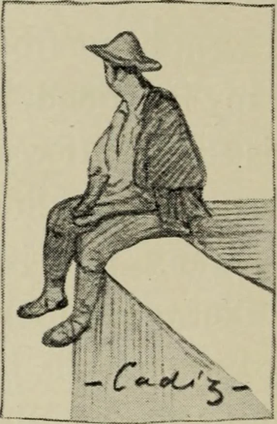An illustration from The digressions of V. : written for his own fun and that of his friends, 1910, leaf 207