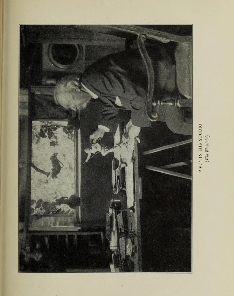 An illustration from The digressions of V. : written for his own fun and that of his friends, 1910, leaf 490