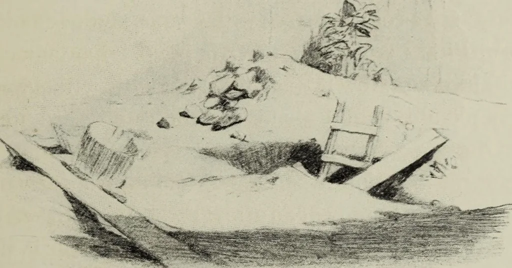 An illustration from The digressions of V. : written for his own fun and that of his friends, 1910, leaf 62