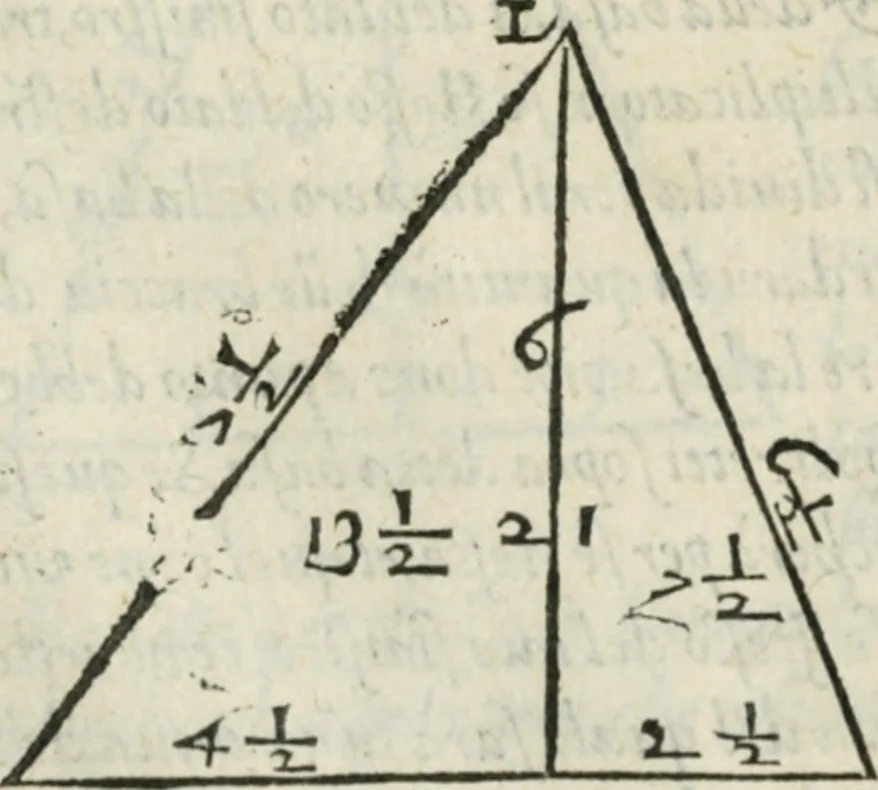 An illustration from Del modo di misvrare : le distantie, le superficie, i corpi, le piante, le prouincie, le prospettiue, & tutte le altre cose terrene, che possono occurrere a gli huomini, secondo le vere regole d'Euclide, & de gli altri piu lodati scrittori, 1589, leaf 119