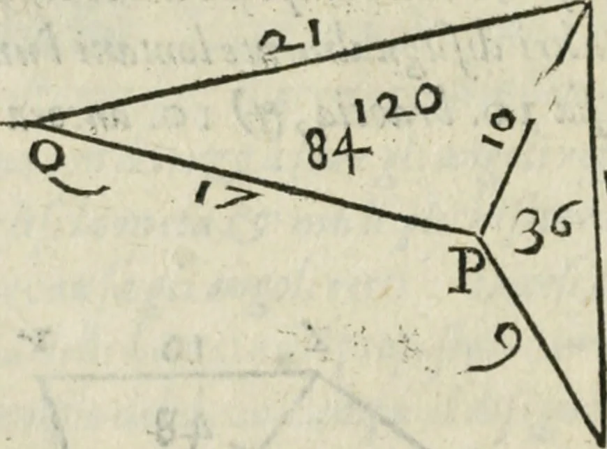 An illustration from Del modo di misvrare : le distantie, le superficie, i corpi, le piante, le prouincie, le prospettiue, & tutte le altre cose terrene, che possono occurrere a gli huomini, secondo le vere regole d'Euclide, & de gli altri piu lodati scrittori, 1589, leaf 135