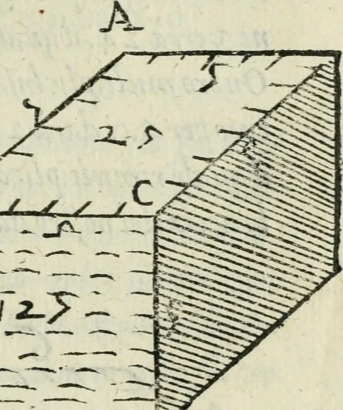 An illustration from Del modo di misvrare : le distantie, le superficie, i corpi, le piante, le prouincie, le prospettiue, & tutte le altre cose terrene, che possono occurrere a gli huomini, secondo le vere regole d'Euclide, & de gli altri piu lodati scrittori, 1589, leaf 152