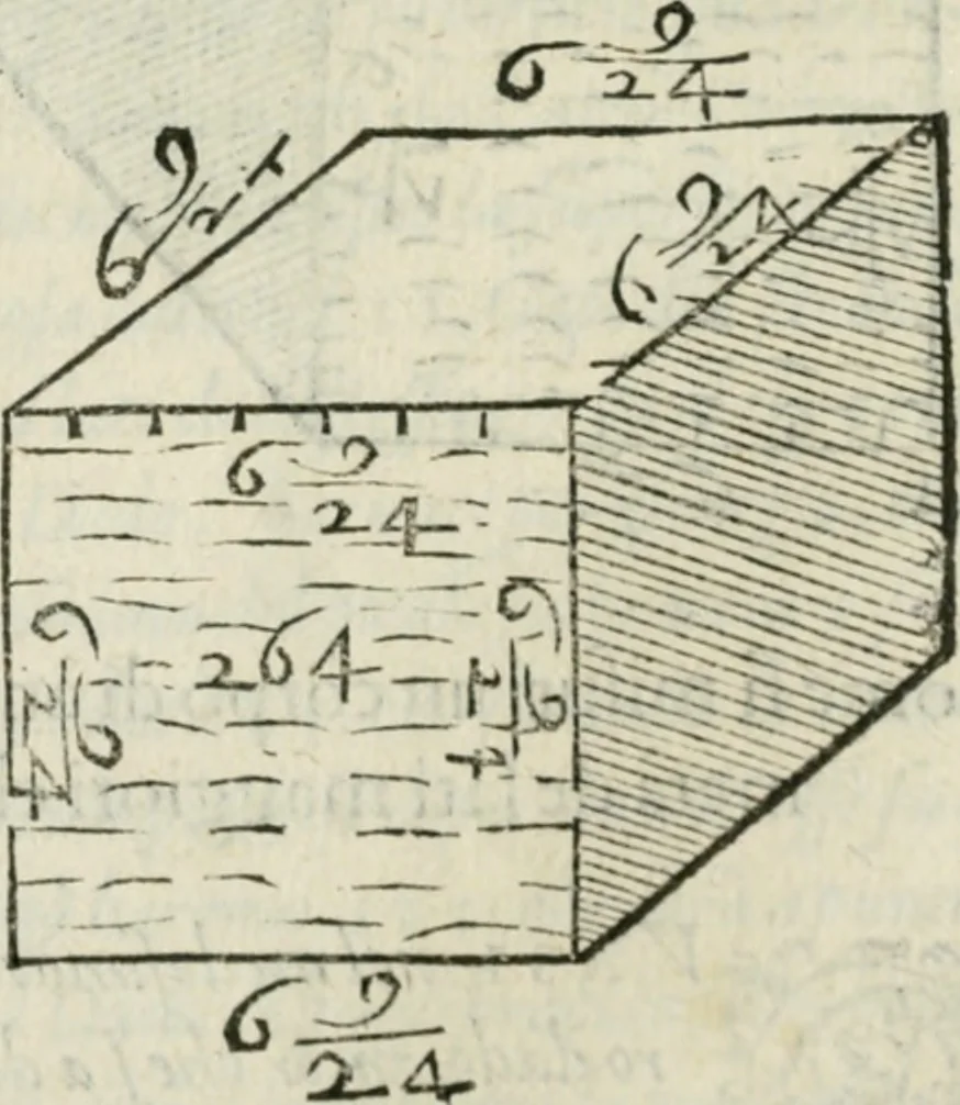 An illustration from Del modo di misvrare : le distantie, le superficie, i corpi, le piante, le prouincie, le prospettiue, & tutte le altre cose terrene, che possono occurrere a gli huomini, secondo le vere regole d'Euclide, & de gli altri piu lodati scrittori, 1589, leaf 153