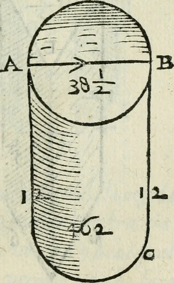 An illustration from Del modo di misvrare : le distantie, le superficie, i corpi, le piante, le prouincie, le prospettiue, & tutte le altre cose terrene, che possono occurrere a gli huomini, secondo le vere regole d'Euclide, & de gli altri piu lodati scrittori, 1589, leaf 156