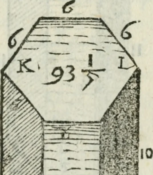 An illustration from Del modo di misvrare : le distantie, le superficie, i corpi, le piante, le prouincie, le prospettiue, & tutte le altre cose terrene, che possono occurrere a gli huomini, secondo le vere regole d'Euclide, & de gli altri piu lodati scrittori, 1589, leaf 159