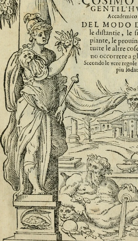 An illustration from Del modo di misvrare : le distantie, le superficie, i corpi, le piante, le prouincie, le prospettiue, & tutte le altre cose terrene, che possono occurrere a gli huomini, secondo le vere regole d'Euclide, & de gli altri piu lodati scrittori, 1589, leaf 2