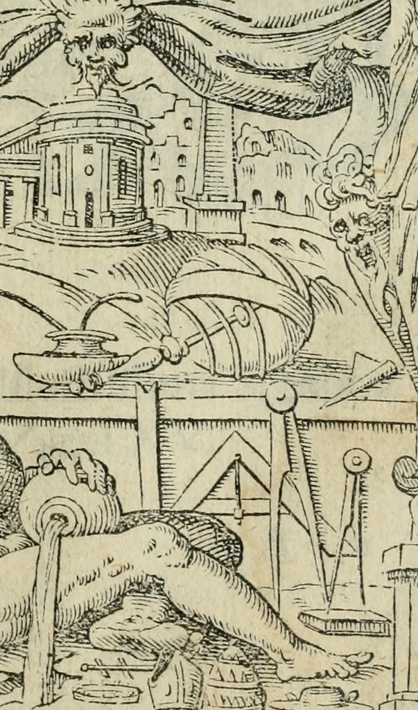 An illustration from Del modo di misvrare : le distantie, le superficie, i corpi, le piante, le prouincie, le prospettiue, & tutte le altre cose terrene, che possono occurrere a gli huomini, secondo le vere regole d'Euclide, & de gli altri piu lodati scrittori, 1589, leaf 2