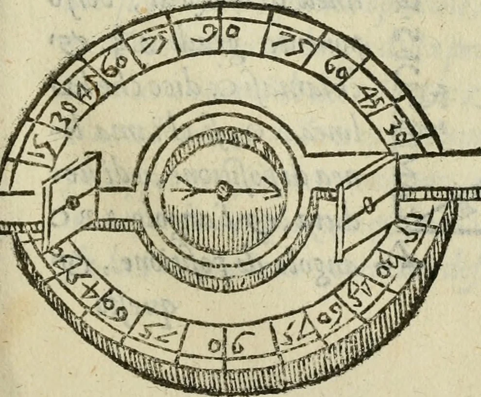 An illustration from Del modo di misvrare : le distantie, le superficie, i corpi, le piante, le prouincie, le prospettiue, & tutte le altre cose terrene, che possono occurrere a gli huomini, secondo le vere regole d'Euclide, & de gli altri piu lodati scrittori, 1589, leaf 208