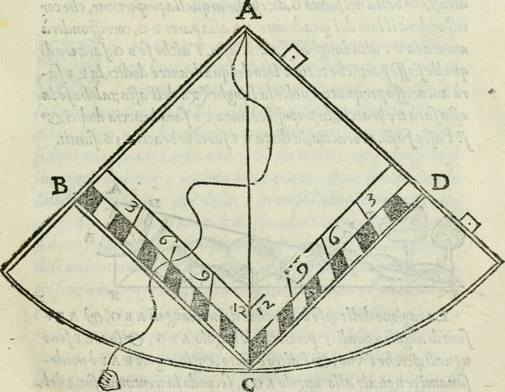 An illustration from Del modo di misvrare : le distantie, le superficie, i corpi, le piante, le prouincie, le prospettiue, & tutte le altre cose terrene, che possono occurrere a gli huomini, secondo le vere regole d'Euclide, & de gli altri piu lodati scrittori, 1589, leaf 24