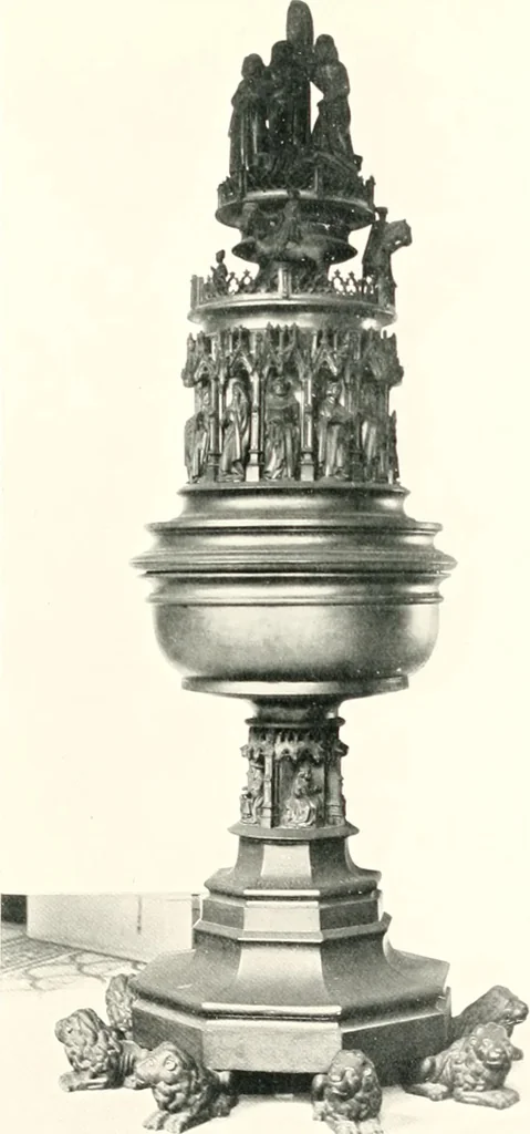 An illustration from Dinanderie: a history and description of mediaeval art work in copper, brass and bronze, 1910, leaf 101