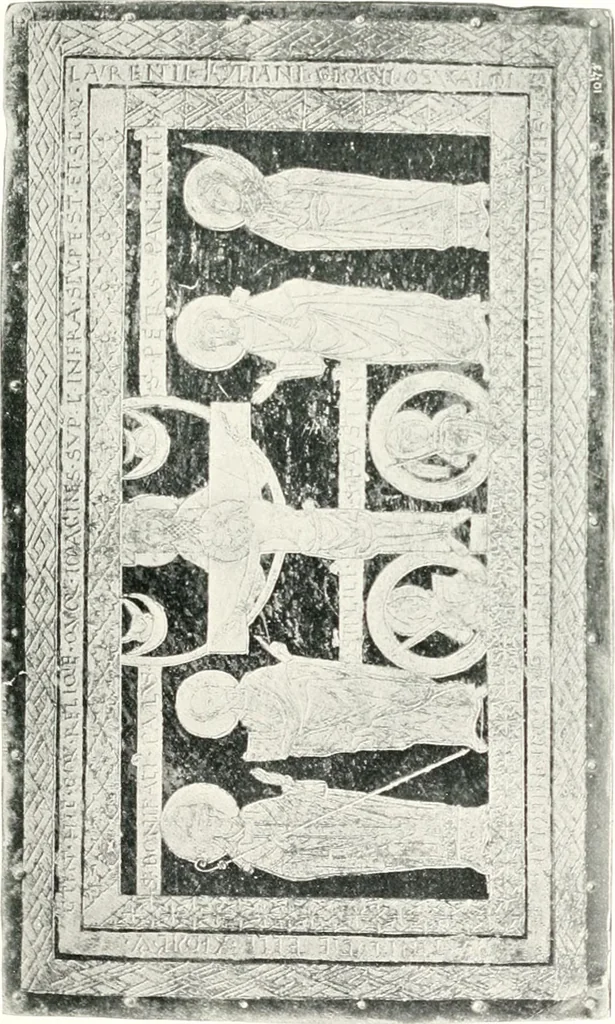 An illustration from Dinanderie: a history and description of mediaeval art work in copper, brass and bronze, 1910, leaf 135