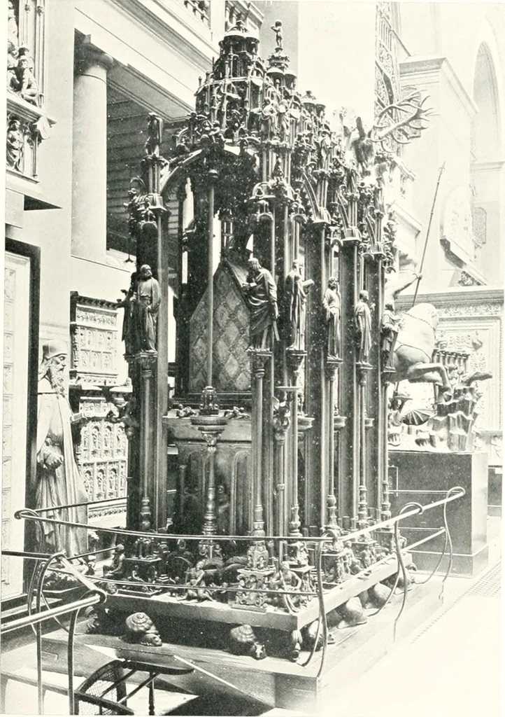 An illustration from Dinanderie: a history and description of mediaeval art work in copper, brass and bronze, 1910, leaf 153