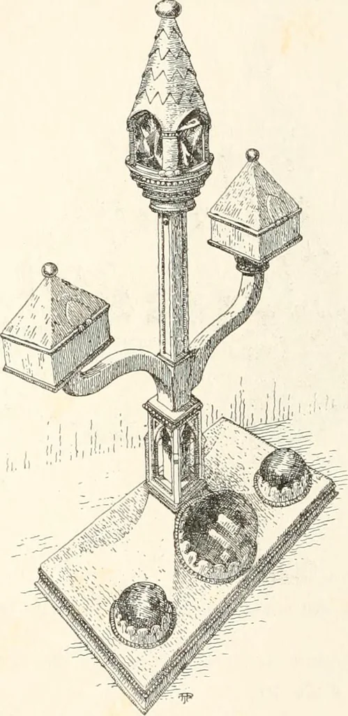 An illustration from Dinanderie: a history and description of mediaeval art work in copper, brass and bronze, 1910, leaf 166