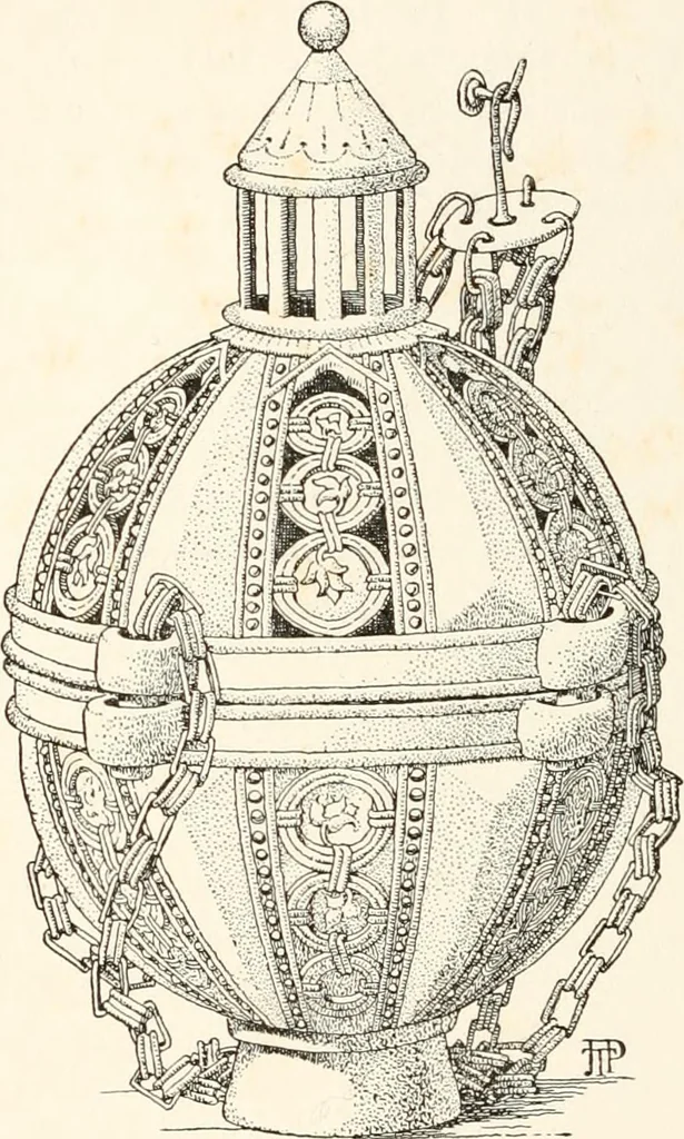 An illustration from Dinanderie: a history and description of mediaeval art work in copper, brass and bronze, 1910, leaf 188