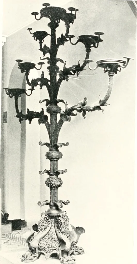 An illustration from Dinanderie: a history and description of mediaeval art work in copper, brass and bronze, 1910, leaf 195