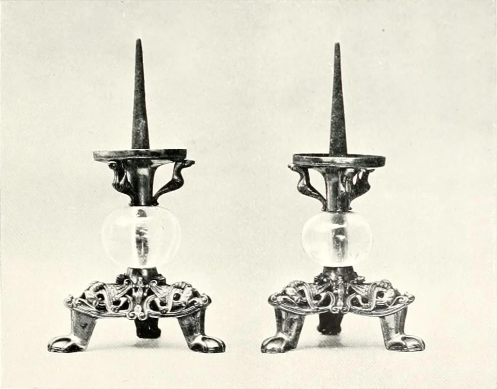 An illustration from Dinanderie: a history and description of mediaeval art work in copper, brass and bronze, 1910, leaf 209
