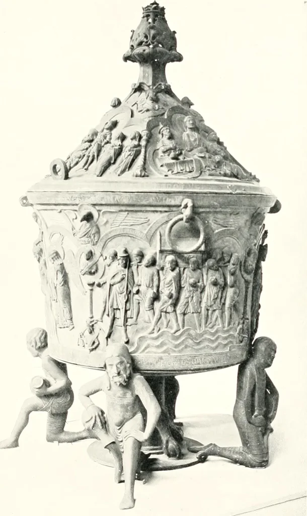 An illustration from Dinanderie: a history and description of mediaeval art work in copper, brass and bronze, 1910, leaf 253