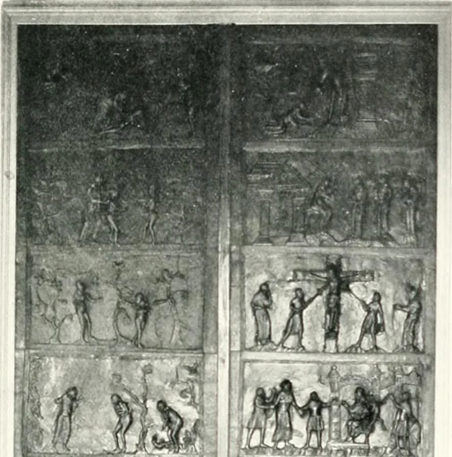 An illustration from Dinanderie: a history and description of mediaeval art work in copper, brass and bronze, 1910, leaf 275