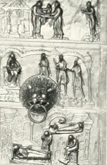 An illustration from Dinanderie: a history and description of mediaeval art work in copper, brass and bronze, 1910, leaf 275