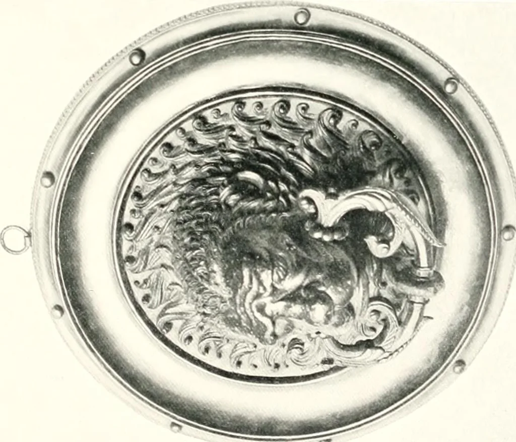 An illustration from Dinanderie: a history and description of mediaeval art work in copper, brass and bronze, 1910, leaf 307