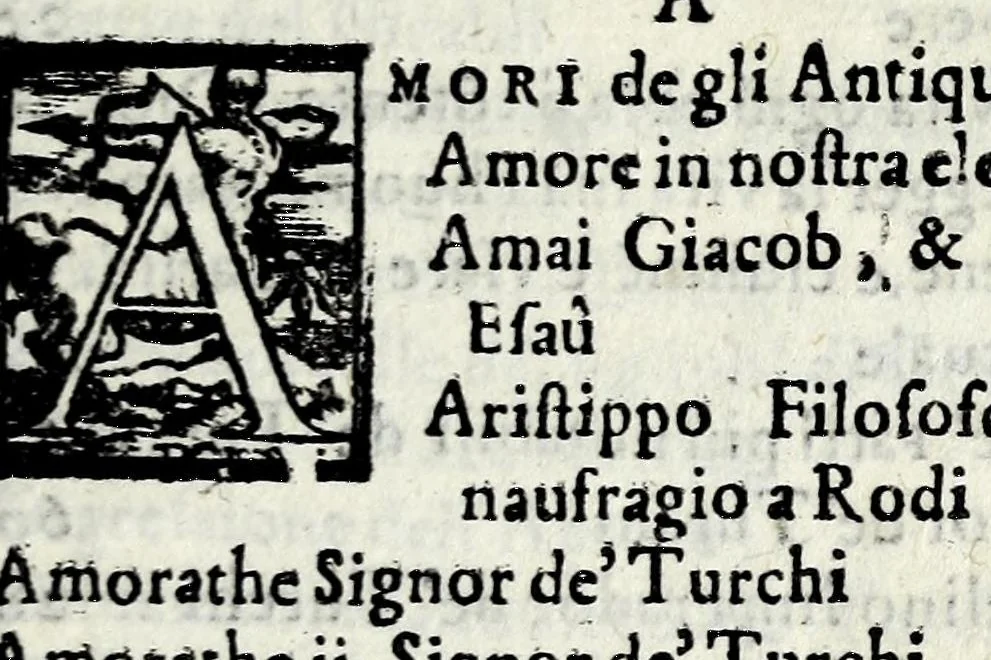 An illustration from Di Nicolao Granvcci di Lvcca l'eremita, la carcere, e'l diporto : opera nella quale si contengano nouelle & altre cose morali : con vn breve compendio de' fatti più notabili de' turchi sin' a tutto l'anno 1566 : la vita del Tambvrlano, di Scanderbeg, l'origine de' Cauallieri Hospitalari di Gierusalen, & la descrittione dell'isola di Malta .., 1569, leaf 347