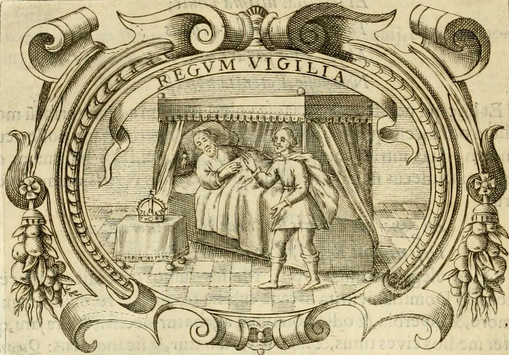 An illustration from D. Ioannis de Solorzano Pereira ... Emblemata centum, regio politica : ligneis laminis affabre caelata, vividisque et limitatis carminibus explicata, & singularibus commentarijs affatim illustrata : quibus, quicquid ad regum institutionem, et rectam reip. administrationem conducere & pertinere videtur, summo studio disseritur ... : cum quadruplici indice absolutissimo .., 1653, leaf 173