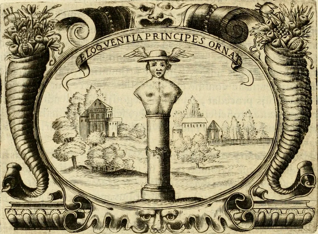 An illustration from D. Ioannis de Solorzano Pereira ... Emblemata centum, regio politica : ligneis laminis affabre caelata, vividisque et limitatis carminibus explicata, & singularibus commentarijs affatim illustrata : quibus, quicquid ad regum institutionem, et rectam reip. administrationem conducere & pertinere videtur, summo studio disseritur ... : cum quadruplici indice absolutissimo .., 1653, leaf 245