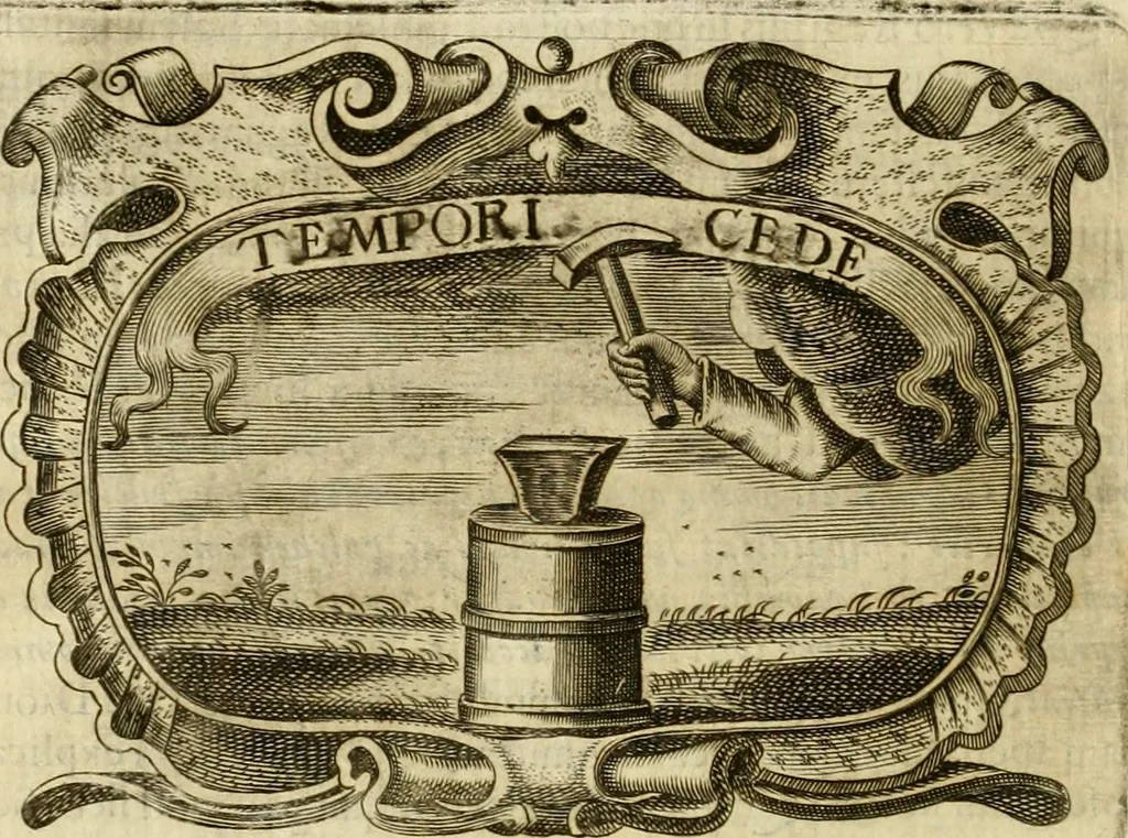 An illustration from D. Ioannis de Solorzano Pereira ... Emblemata centum, regio politica : ligneis laminis affabre caelata, vividisque et limitatis carminibus explicata, & singularibus commentarijs affatim illustrata : quibus, quicquid ad regum institutionem, et rectam reip. administrationem conducere & pertinere videtur, summo studio disseritur ... : cum quadruplici indice absolutissimo .., 1653, leaf 373