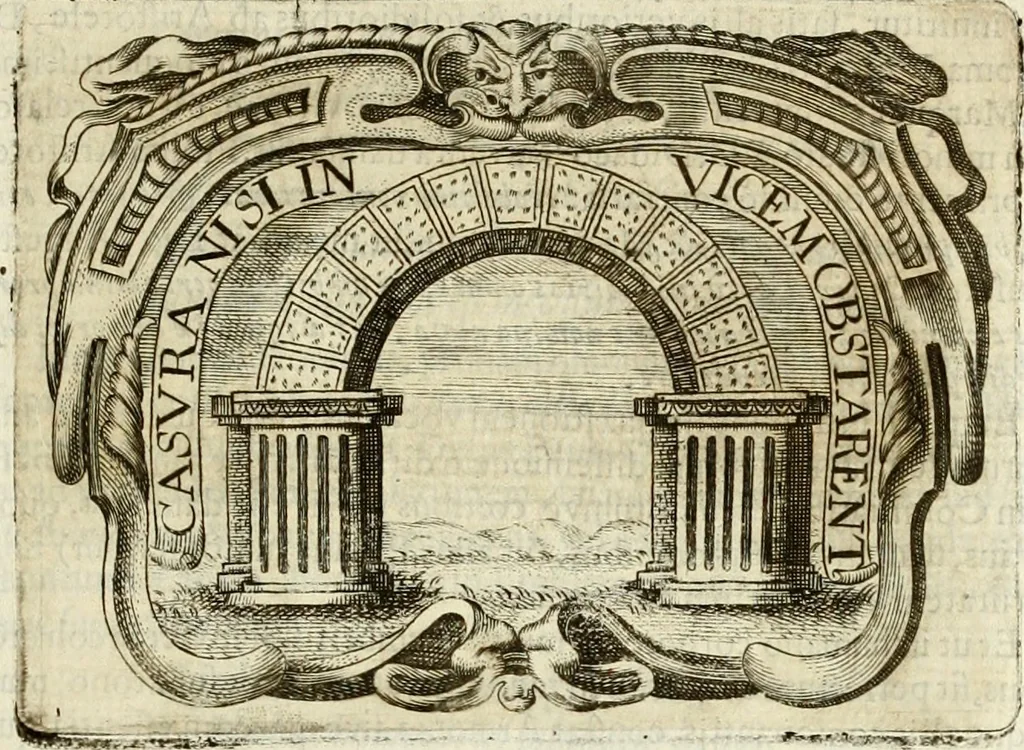 An illustration from D. Ioannis de Solorzano Pereira ... Emblemata centum, regio politica : ligneis laminis affabre caelata, vividisque et limitatis carminibus explicata, & singularibus commentarijs affatim illustrata : quibus, quicquid ad regum institutionem, et rectam reip. administrationem conducere & pertinere videtur, summo studio disseritur ... : cum quadruplici indice absolutissimo .., 1653, leaf 424