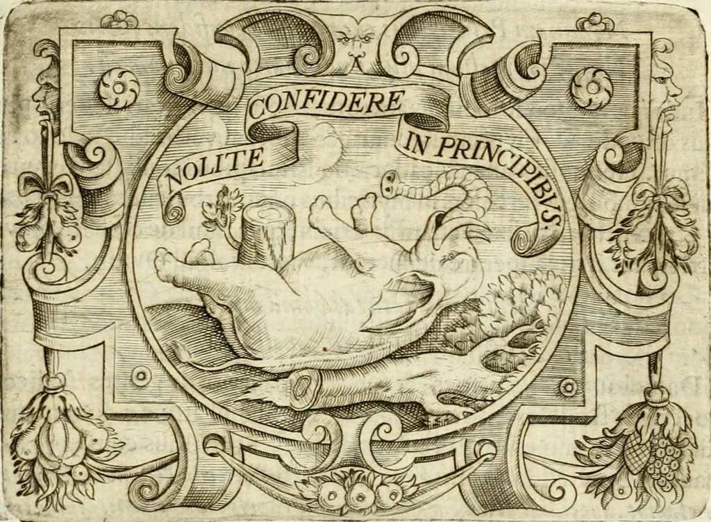 An illustration from D. Ioannis de Solorzano Pereira ... Emblemata centum, regio politica : ligneis laminis affabre caelata, vividisque et limitatis carminibus explicata, & singularibus commentarijs affatim illustrata : quibus, quicquid ad regum institutionem, et rectam reip. administrationem conducere & pertinere videtur, summo studio disseritur ... : cum quadruplici indice absolutissimo .., 1653, leaf 532