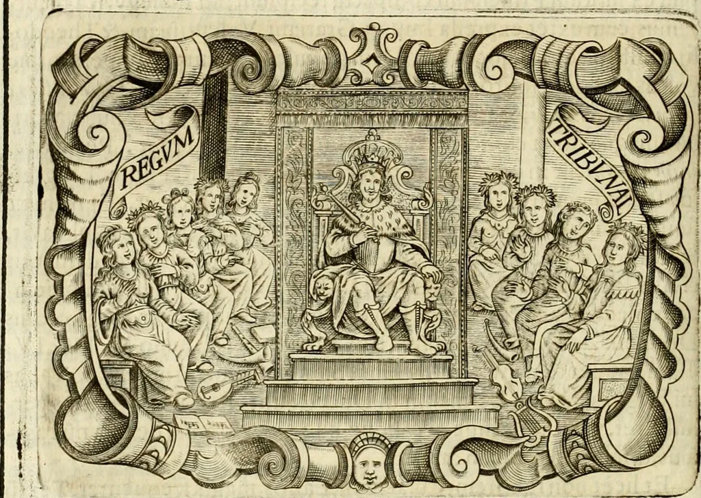 An illustration from D. Ioannis de Solorzano Pereira ... Emblemata centum, regio politica : ligneis laminis affabre caelata, vividisque et limitatis carminibus explicata, & singularibus commentarijs affatim illustrata : quibus, quicquid ad regum institutionem, et rectam reip. administrationem conducere & pertinere videtur, summo studio disseritur ... : cum quadruplici indice absolutissimo .., 1653, leaf 557
