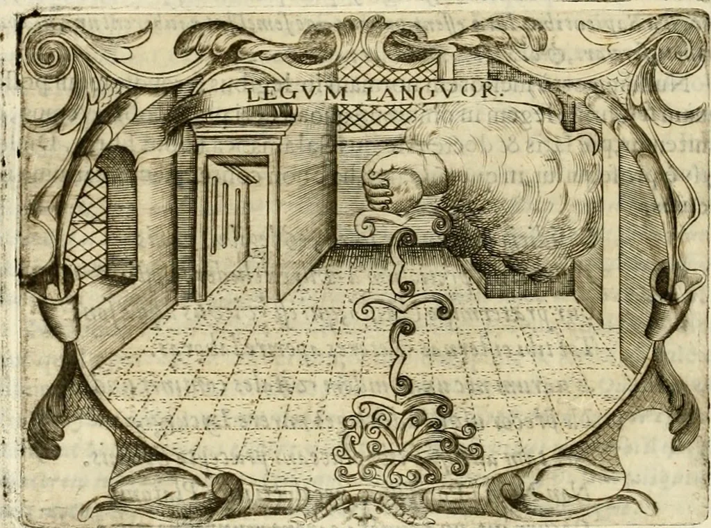 An illustration from D. Ioannis de Solorzano Pereira ... Emblemata centum, regio politica : ligneis laminis affabre caelata, vividisque et limitatis carminibus explicata, & singularibus commentarijs affatim illustrata : quibus, quicquid ad regum institutionem, et rectam reip. administrationem conducere & pertinere videtur, summo studio disseritur ... : cum quadruplici indice absolutissimo .., 1653, leaf 593