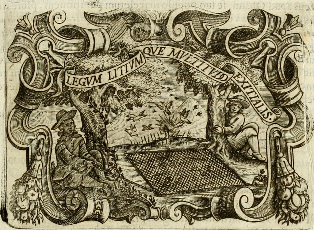 An illustration from D. Ioannis de Solorzano Pereira ... Emblemata centum, regio politica : ligneis laminis affabre caelata, vividisque et limitatis carminibus explicata, & singularibus commentarijs affatim illustrata : quibus, quicquid ad regum institutionem, et rectam reip. administrationem conducere & pertinere videtur, summo studio disseritur ... : cum quadruplici indice absolutissimo .., 1653, leaf 600