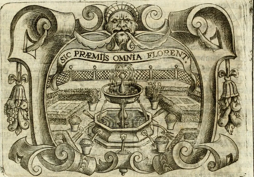 An illustration from D. Ioannis de Solorzano Pereira ... Emblemata centum, regio politica : ligneis laminis affabre caelata, vividisque et limitatis carminibus explicata, & singularibus commentarijs affatim illustrata : quibus, quicquid ad regum institutionem, et rectam reip. administrationem conducere & pertinere videtur, summo studio disseritur ... : cum quadruplici indice absolutissimo .., 1653, leaf 692