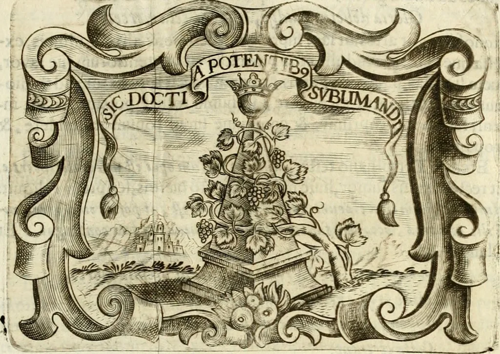 An illustration from D. Ioannis de Solorzano Pereira ... Emblemata centum, regio politica : ligneis laminis affabre caelata, vividisque et limitatis carminibus explicata, & singularibus commentarijs affatim illustrata : quibus, quicquid ad regum institutionem, et rectam reip. administrationem conducere & pertinere videtur, summo studio disseritur ... : cum quadruplici indice absolutissimo .., 1653, leaf 706