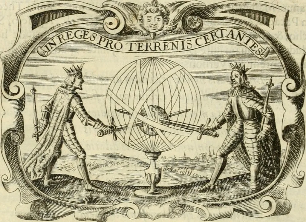 An illustration from D. Ioannis de Solorzano Pereira ... Emblemata centum, regio politica : ligneis laminis affabre caelata, vividisque et limitatis carminibus explicata, & singularibus commentarijs affatim illustrata : quibus, quicquid ad regum institutionem, et rectam reip. administrationem conducere & pertinere videtur, summo studio disseritur ... : cum quadruplici indice absolutissimo .., 1653, leaf 773