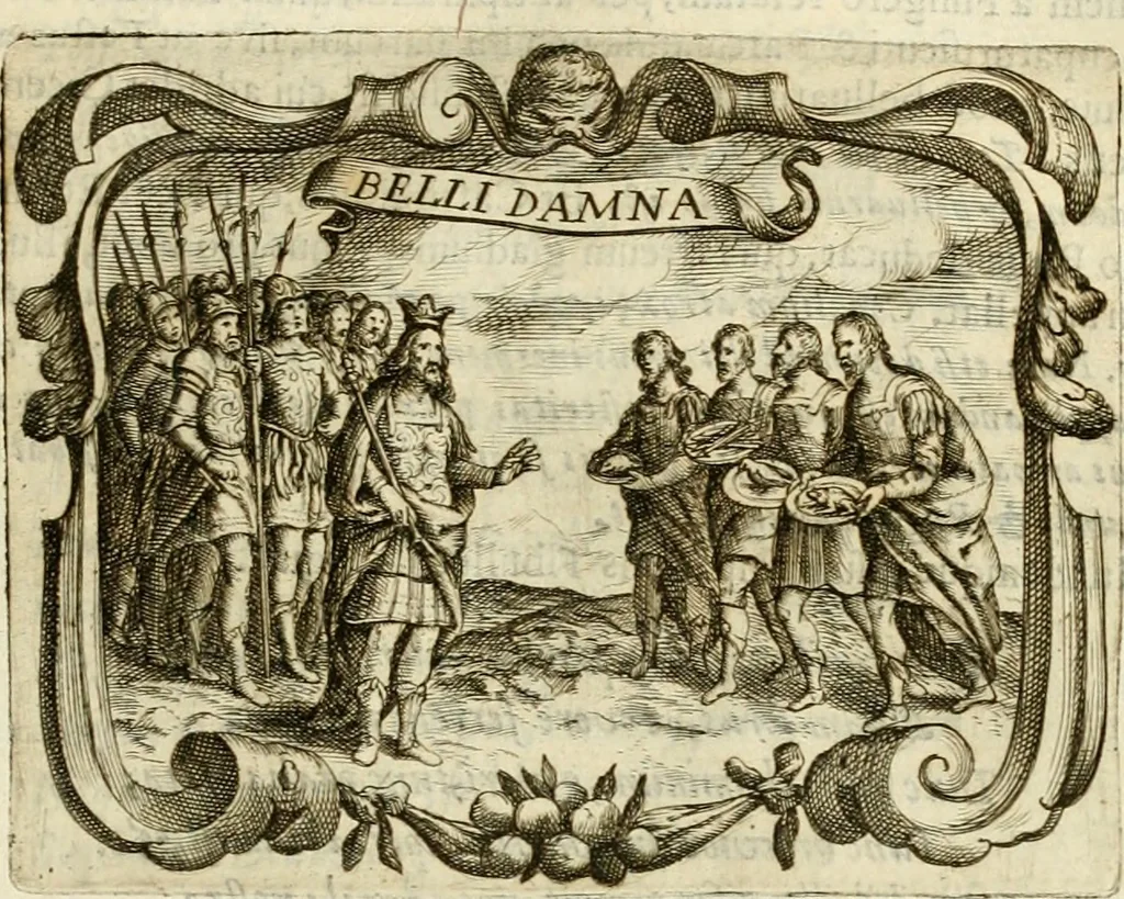 An illustration from D. Ioannis de Solorzano Pereira ... Emblemata centum, regio politica : ligneis laminis affabre caelata, vividisque et limitatis carminibus explicata, & singularibus commentarijs affatim illustrata : quibus, quicquid ad regum institutionem, et rectam reip. administrationem conducere & pertinere videtur, summo studio disseritur ... : cum quadruplici indice absolutissimo .., 1653, leaf 794