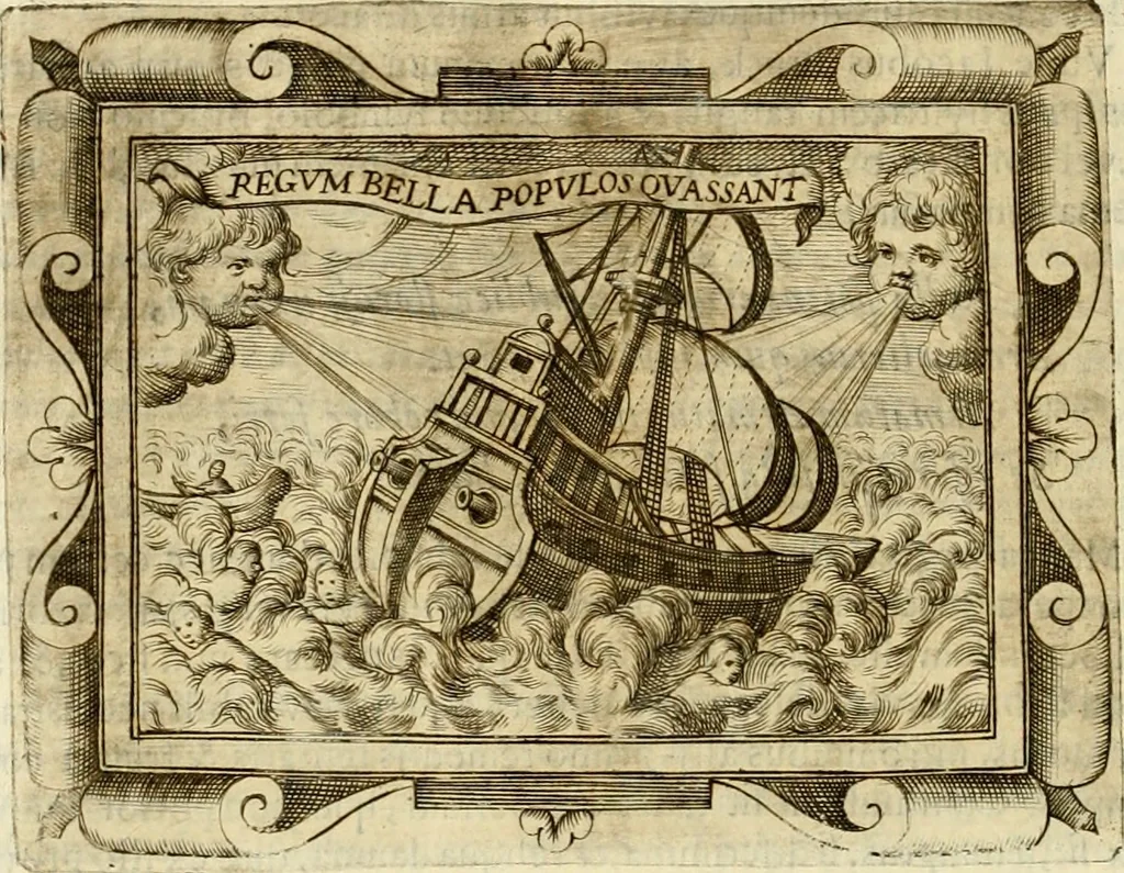 An illustration from D. Ioannis de Solorzano Pereira ... Emblemata centum, regio politica : ligneis laminis affabre caelata, vividisque et limitatis carminibus explicata, & singularibus commentarijs affatim illustrata : quibus, quicquid ad regum institutionem, et rectam reip. administrationem conducere & pertinere videtur, summo studio disseritur ... : cum quadruplici indice absolutissimo .., 1653, leaf 803